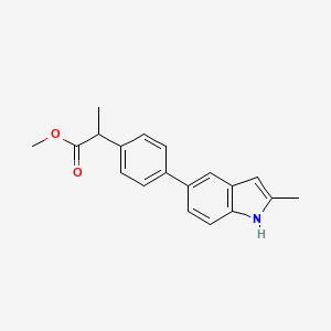 molecular formula C19H19NO2 B8465112 methyl 2-[4-(2-methyl-1H-indol-5-yl)phenyl]propanoate 