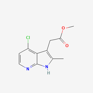 molecular formula C11H11ClN2O2 B8465281 methyl 2-(4-chloro-2-methyl-1H-pyrrolo[2,3-b]pyridin-3-yl)acetate 