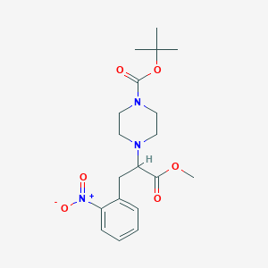 molecular formula C19H27N3O6 B8465322 tert-butyl 4-[1-methoxy-3-(2-nitrophenyl)-1-oxopropan-2-yl]piperazine-1-carboxylate 