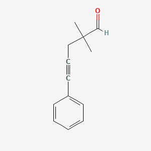 molecular formula C13H14O B8465649 2,2-Dimethyl-5-phenylpent-4-ynal 