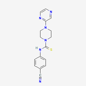 molecular formula C16H16N6S B8465799 N-(4-Cyanophenyl)-4-(pyrazin-2-yl)piperazine-1-carbothioamide CAS No. 89007-41-0