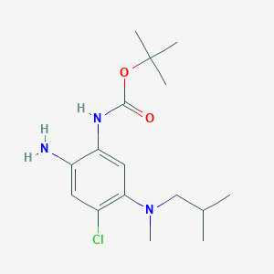 molecular formula C16H26ClN3O2 B8465833 Carbamic acid,[2-amino-4-chloro-5-[methyl(2-methylpropyl)amino]phenyl]-,1,1-dimethylethyl ester 