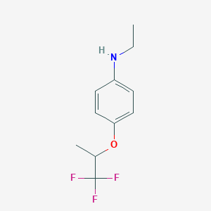 molecular formula C11H14F3NO B8465845 Benzenamine,N-ethyl-4-(2,2,2-trifluoro-1-methylethoxy)- 