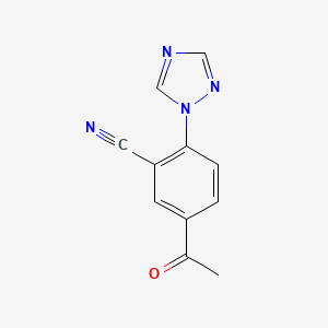 molecular formula C11H8N4O B8465859 5-acetyl-2-(1H-1,2,4-triazol-1-yl)benzonitrile 