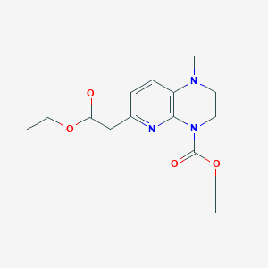 molecular formula C17H25N3O4 B8465924 tert-butyl 6-(2-ethoxy-2-oxoethyl)-1-methyl-2,3-dihydropyrido[2,3-b]pyrazine-4-carboxylate 
