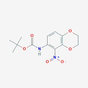molecular formula C13H16N2O6 B8466130 Tert-butyl 5-nitro-2,3-dihydrobenzo[b][1,4]dioxin-6-ylcarbamate 