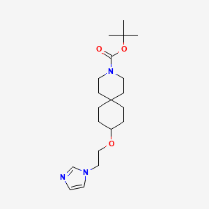 molecular formula C20H33N3O3 B8466876 tert-butyl 9-(2-imidazol-1-ylethoxy)-3-azaspiro[5.5]undecane-3-carboxylate 