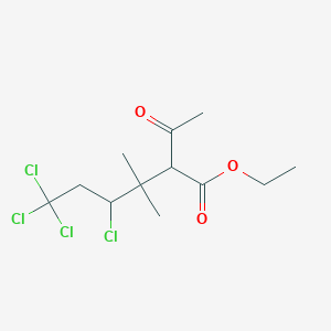 molecular formula C12H18Cl4O3 B8466968 Ethyl 2-acetyl-4,6,6,6-tetrachloro-3,3-dimethylhexanoate CAS No. 61976-18-9