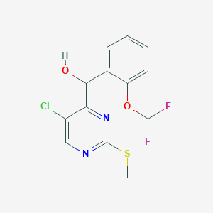 molecular formula C13H11ClF2N2O2S B8467653 (5-Chloro-2-(methylthio)pyrimidin-4-YL)(2-(difluoromethoxy)phenyl)methanol CAS No. 1462949-89-8