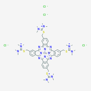 molecular formula C56H68Cl4CuN16S4 B084677 Copper(4+), ((N,N',N'',N'''-((29H,31H-phthalocyaninetetrayl-kappaN29,kappaN30,kappaN31,kappaN32)tetrakis(methylenethio((dimethylamino)methylidyne)))tetrakis(N-methylmethanaminiumato))(2-))-, tetrachloride CAS No. 12633-95-3