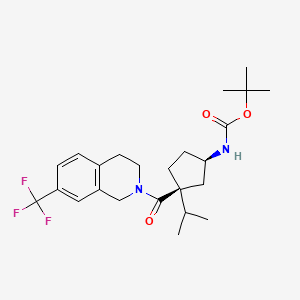 molecular formula C24H33F3N2O3 B8467788 tert-butyl ((1R,3S)-3-isopropyl-3-(7-(trifluoromethyl)-1,2,3,4-tetrahydroisoquinoline-2-carbonyl)cyclopentyl)carbamate 