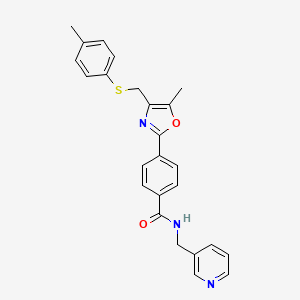 4-(5-methyl-4-(p-tolylthiomethyl)oxazol-2-yl)-N-(pyridin-3-ylmethyl)benzamide