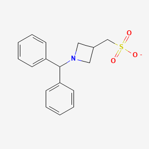 molecular formula C17H18NO3S- B8468215 (1-Benzhydrylazetidin-3-yl)methanesulfonate 