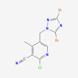 molecular formula C10H6Br2ClN5 B8469097 2-chloro-5-((3,5-dibromo-1H-1,2,4-triazol-1-yl)methyl)-4-methylnicotinonitrile 