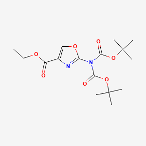 molecular formula C16H24N2O7 B8469522 Ethyl 2-[bis[(2-methylpropan-2-yl)oxycarbonyl]amino]-1,3-oxazole-4-carboxylate 