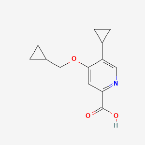 molecular formula C13H15NO3 B8469744 5-Cyclopropyl-4-cyclopropylmethoxy-pyridine-2-carboxylic acid 