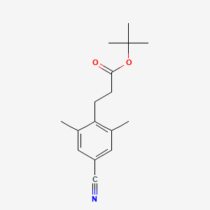 molecular formula C16H21NO2 B8469863 Tert-butyl 3-(4-cyano-2,6-dimethylphenyl)propanoate 