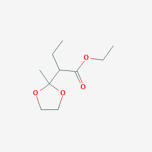 molecular formula C10H18O4 B8470030 Ethyl 2-(2-methyl-1,3-dioxolan-2-yl)butanoate 