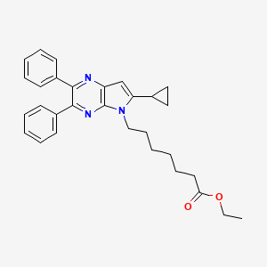 molecular formula C30H33N3O2 B8470320 ethyl 7-(6-cyclopropyl-2,3-diphenylpyrrolo[2,3-b]pyrazin-5-yl)heptanoate 