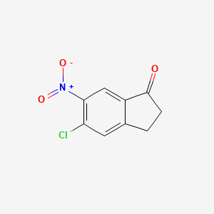 molecular formula C9H6ClNO3 B8470549 5-Chloro-6-nitro-2,3-dihydro-1H-inden-1-one 