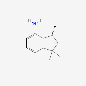 molecular formula C12H17N B8470655 (R)-1,1,3-trimethyl-4-aminoindane CAS No. 125349-37-3