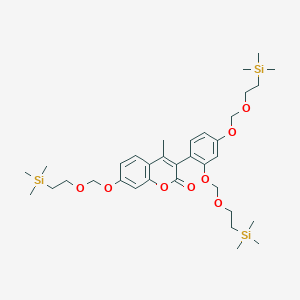molecular formula C34H54O8Si3 B8470699 3-(2,4-Bis{[2-(trimethylsilyl)ethoxy]methoxy}phenyl)-4-methyl-7-{[2-(trimethylsilyl)ethoxy]methoxy}-2H-1-benzopyran-2-one CAS No. 554430-36-3
