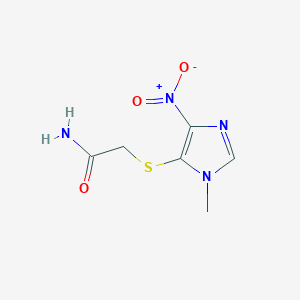 molecular formula C6H8N4O3S B008471 Acetamide, 2-((1-methyl-4-nitro-1H-imidazol-5-YL)thio)- CAS No. 110578-99-9