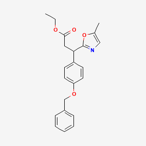 molecular formula C22H23NO4 B8471106 Ethyl 3-(5-methyl-1,3-oxazol-2-yl)-3-(4-phenylmethoxyphenyl)propanoate 