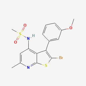 molecular formula C16H15BrN2O3S2 B8471439 N-{2-Bromo-6-methyl-3-[3-(methyloxy)phenyl]thieno[2,3-b]pyridin-4-yl}methanesulfonamide 