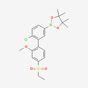 molecular formula C21H26BClO5S B8471443 2-(6-Chloro-4'-(ethylsulfonyl)-2'-methoxy-[1,1'-biphenyl]-3-yl)-4,4,5,5-tetramethyl-1,3,2-dioxaborolane 
