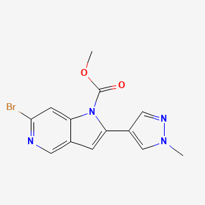 molecular formula C13H11BrN4O2 B8471460 Methyl-6-bromo-2-(1-methyl-1H-pyrazol-4-yl)-1H-pyrrolo[3,2-c]pyridine-1-carboxylate 