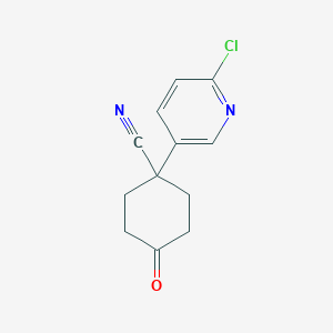 molecular formula C12H11ClN2O B8471478 1-(6-Chloro-pyridin-3-yl)-4-oxo-cyclohexanecarbonitrile 