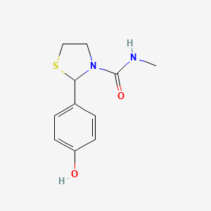 molecular formula C11H14N2O2S B8471611 N-methyl-2-(4-hydroxyphenyl)thiazolidine-3-carboxamide 
