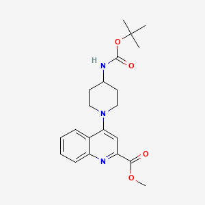 molecular formula C21H27N3O4 B8472214 Methyl 4-{4-[(tert-butoxycarbonyl)amino]piperidin-1-yl}quinoline-2-carboxylate 