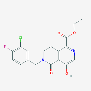 molecular formula C18H16ClFN2O4 B8472304 ethyl 6-[(3-chloro-4-fluorophenyl)methyl]-4-hydroxy-5-oxo-7,8-dihydro-2,6-naphthyridine-1-carboxylate 