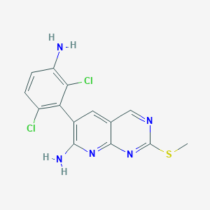 molecular formula C14H11Cl2N5S B8472495 Pyrido[2,3-d]pyrimidin-7-amine,6-(3-amino-2,6-dichlorophenyl)-2-(methylthio)- 