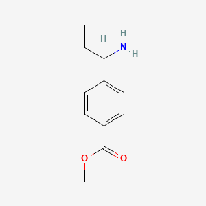 molecular formula C11H15NO2 B8472592 Methyl 4-(1-aminopropyl)benzoate 