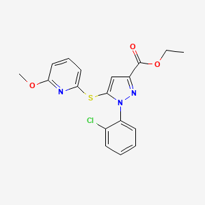 molecular formula C18H16ClN3O3S B8472839 ethyl 1-(2-chlorophenyl)-5-(6-methoxypyridin-2-yl)sulfanylpyrazole-3-carboxylate 