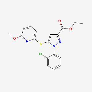 molecular formula C18H16ClN3O3S B8472839 ethyl 1-(2-chlorophenyl)-5-[(6-methoxypyridin-2-yl)thio]-1H-pyrazole-3-carboxylate 