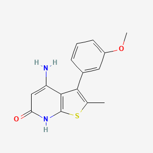 molecular formula C15H14N2O2S B8473090 4-Amino-2-methyl-3-[3-(methyloxy)phenyl]thieno[2,3-b]pyridin-6(7H)-one 