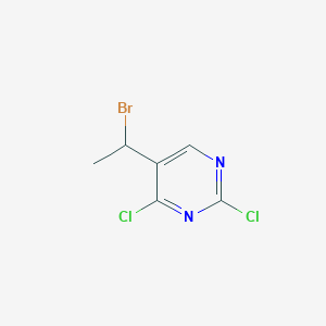molecular formula C6H5BrCl2N2 B8473097 (+/-)-2,4-Dichloro-5-(1-bromoethyl)-pyrimidine 