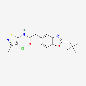 molecular formula C18H20ClN3O2S B8473174 N-(4-Chloro-3-methyl-5-isothiazolyl)-2-(2,2-dimethylpropyl)-5-benzoxazoleacetamide 