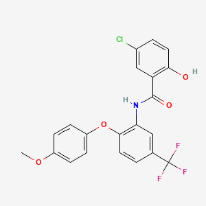 molecular formula C21H15ClF3NO4 B8473741 Benzamide,5-chloro-2-hydroxy-n-[2-(4-methoxyphenoxy)-5-(trifluoromethyl)phenyl]- 