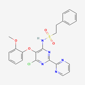 molecular formula C23H20ClN5O4S B8473847 N-[6-chloro-5-(2-methoxyphenoxy)-2-pyrimidin-2-ylpyrimidin-4-yl]-2-phenylethanesulfonamide 