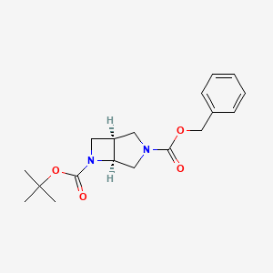 molecular formula C18H24N2O4 B8473857 Cis-3-Benzyl6-Tert-Butyl3,6-Diazabicyclo[3.2.0]Heptane-3,6-Dicarboxylate 