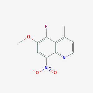 molecular formula C11H9FN2O3 B8474064 Quinoline, 5-fluoro-6-methoxy-4-methyl-8-nitro- 