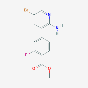 molecular formula C13H10BrFN2O2 B8474174 Methyl 4-(2-amino-5-bromopyridin-3-yl)-2-fluorobenzoate 