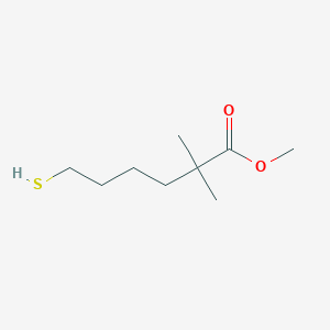 molecular formula C9H18O2S B8474226 Methyl 2,2-dimethyl-6-mercaptohexanoate 