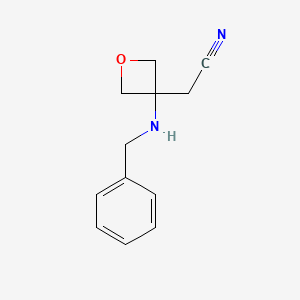 molecular formula C12H14N2O B8474986 3-(Benzylamino)oxetan-3-acetonitrile 