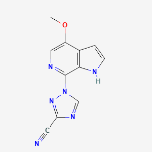 molecular formula C11H8N6O B8475053 1-(4-methoxy-1H-pyrrolo[2,3-c]pyridin-7-yl)-1H-1,2,4-triazole-3-carbonitrile 
